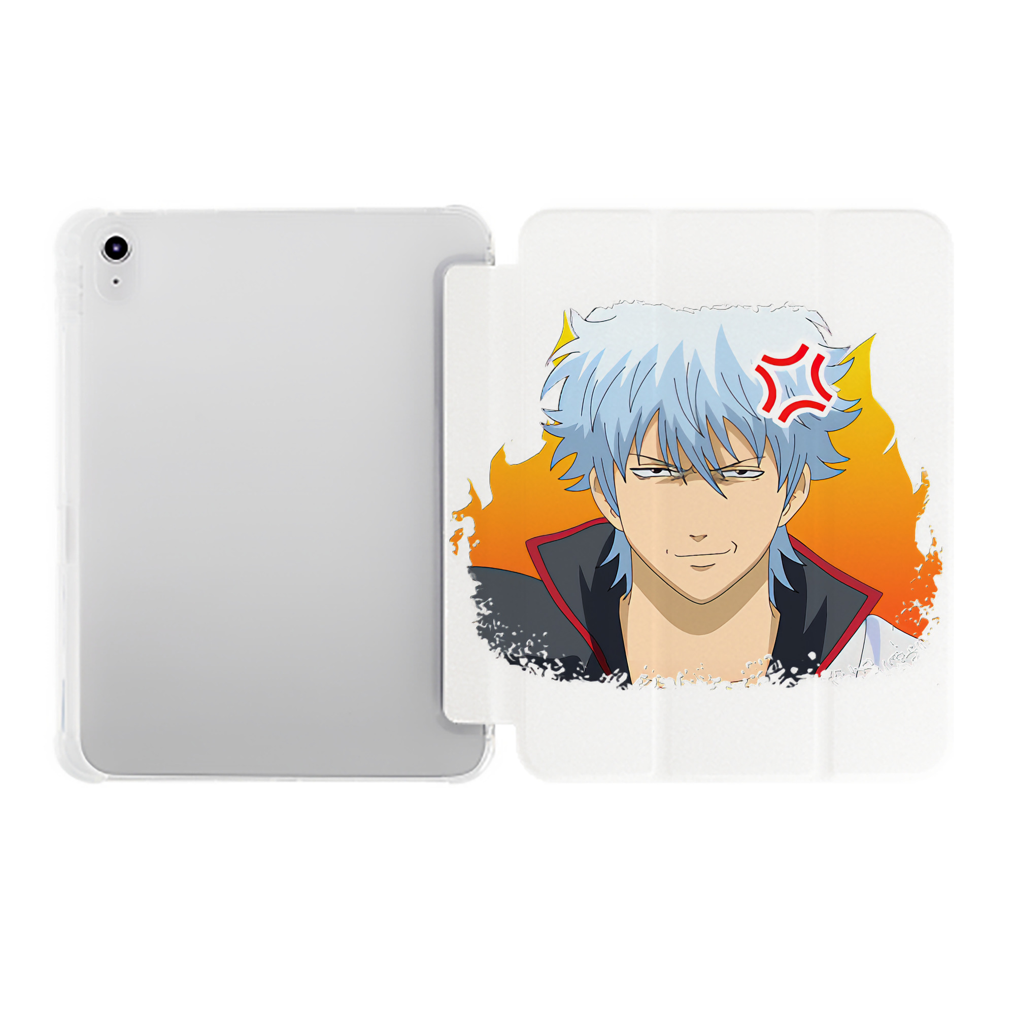 （画像用） ぎんたま 坂田銀時（さかたぎんとき） 神楽 志村新八（しむら しんぱち） GINTAMA Sakata Gintoki Kagura Shimura Shinpachi IPad ケース ペン収納付き 三つ折りスタンド PUレザー×シリコン 対応機種9.5/10.5/10.9インチ